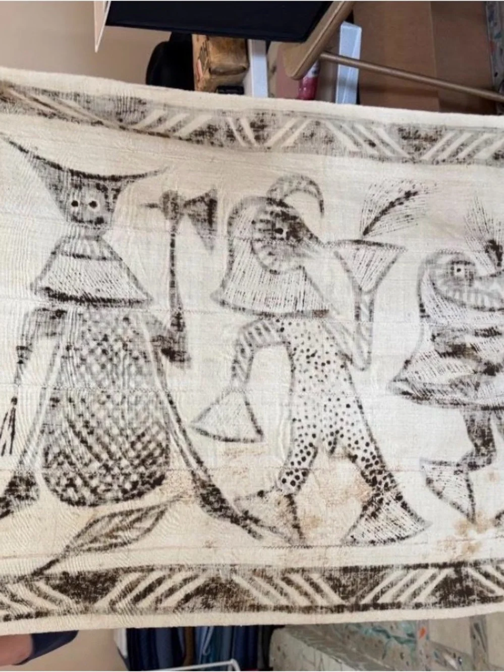 Vintage African Korhogo Cloth Senufo Hand-Painted Mud Cloth Tapestry 50